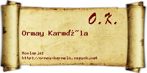 Ormay Karméla névjegykártya